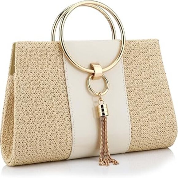 Neiman Marcus Summer Beach Straw Evening Bag - Picture 5 of 7